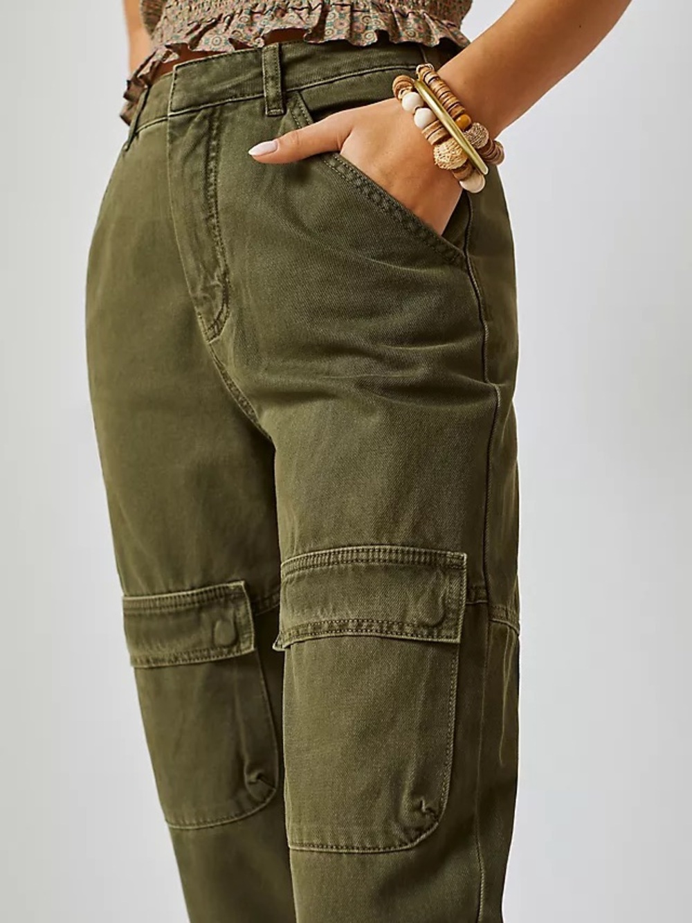 Pilcro Anthropologie Cotton Cargo Pants 31 Khaki Green Utility Chic Streetcore